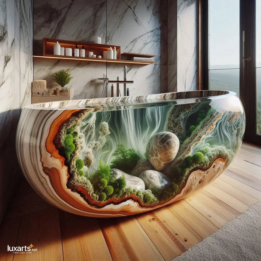 Wood and Epoxy Bathtubs Inspired by Nature: Immerse in Natural Elegance luxarts nature inspired wood and epoxy bathtubs 14