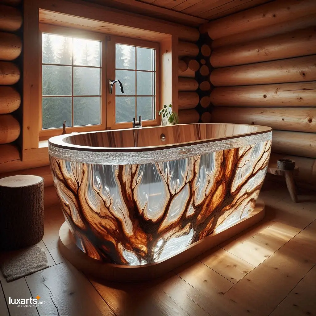 Wood and Epoxy Bathtubs Inspired by Nature: Immerse in Natural Elegance luxarts nature inspired wood and epoxy bathtubs 17