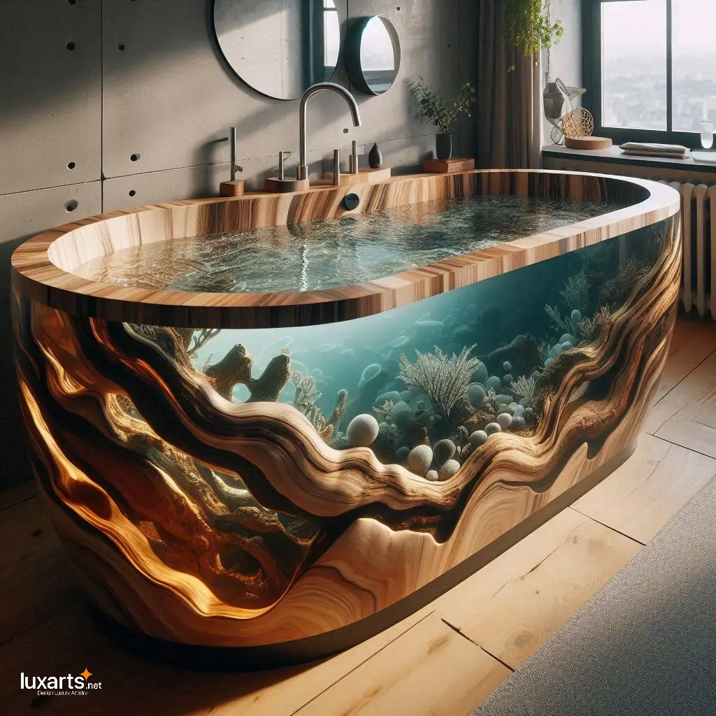 Wood and Epoxy Bathtubs Inspired by Nature: Immerse in Natural Elegance luxarts nature inspired wood and epoxy bathtubs 18