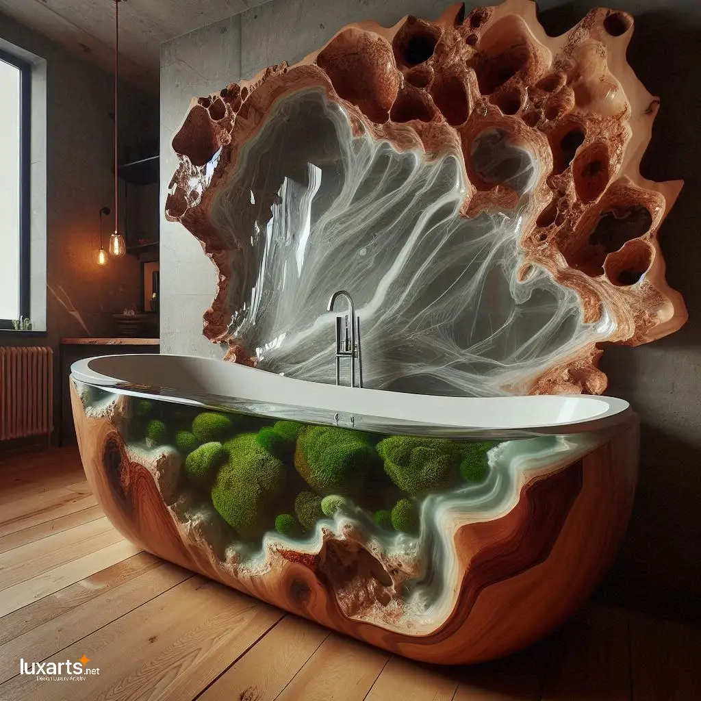 Wood and Epoxy Bathtubs Inspired by Nature: Immerse in Natural Elegance luxarts nature inspired wood and epoxy bathtubs 2