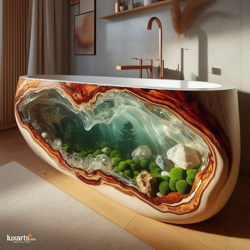 Wood and Epoxy Bathtubs Inspired by Nature: Immerse in Natural Elegance luxarts nature inspired wood and epoxy bathtubs 4