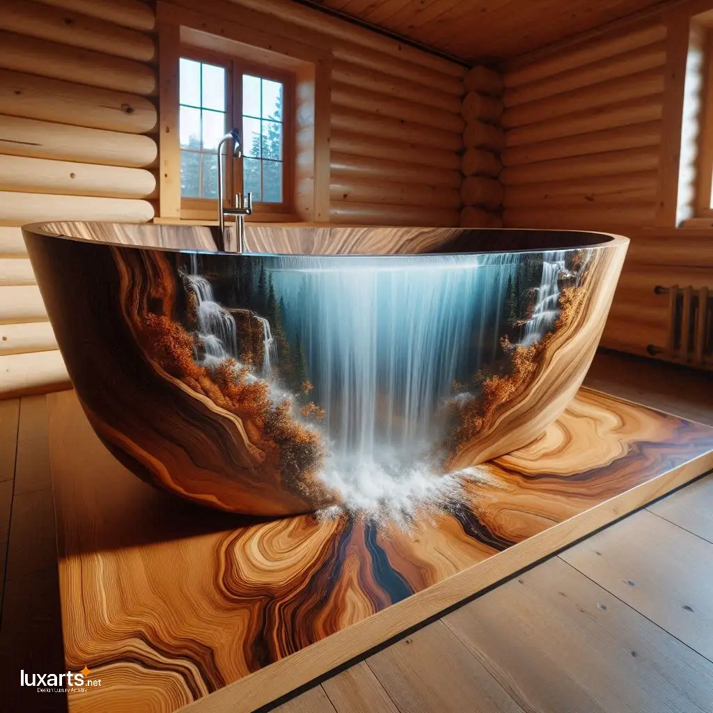 Wood and Epoxy Bathtubs Inspired by Nature: Immerse in Natural Elegance luxarts nature inspired wood and epoxy bathtubs 5