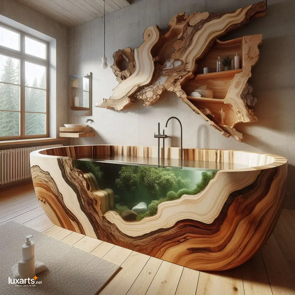 Wood and Epoxy Bathtubs Inspired by Nature: Immerse in Natural Elegance luxarts nature inspired wood and epoxy bathtubs 7