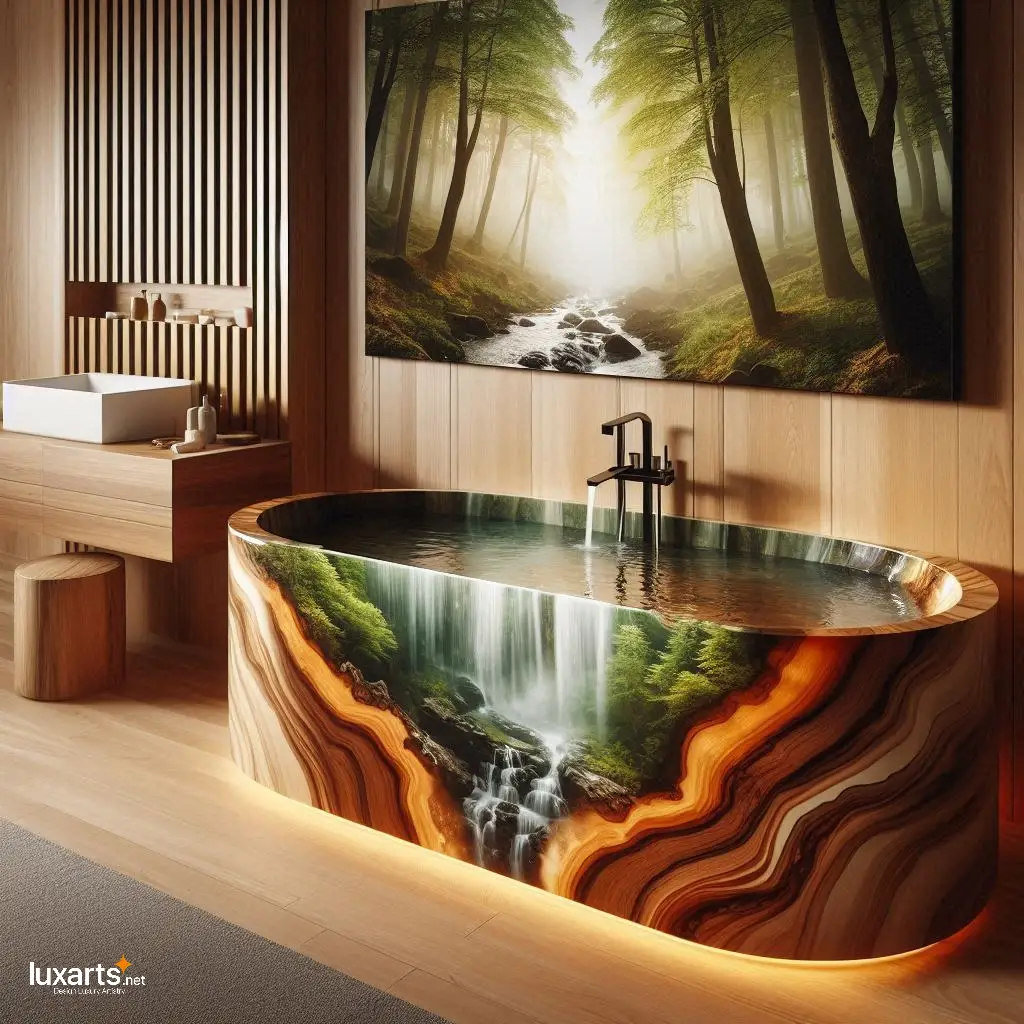 Wood and Epoxy Bathtubs Inspired by Nature: Immerse in Natural Elegance luxarts nature inspired wood and epoxy bathtubs 8