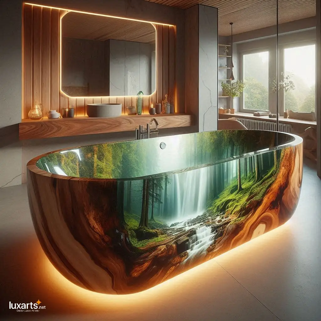 Wood and Epoxy Bathtubs Inspired by Nature: Immerse in Natural Elegance luxarts nature inspired wood and epoxy bathtubs 9