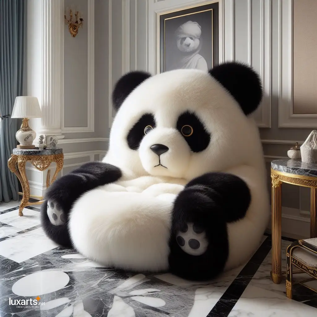 Panda Shaped Fur Lounge Chairs: Cozy Comfort with a Playful Twist luxarts panda shaped fur lounge chairs 1