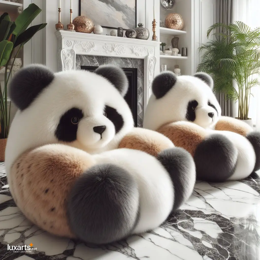 Panda Shaped Fur Lounge Chairs: Cozy Comfort with a Playful Twist luxarts panda shaped fur lounge chairs 10