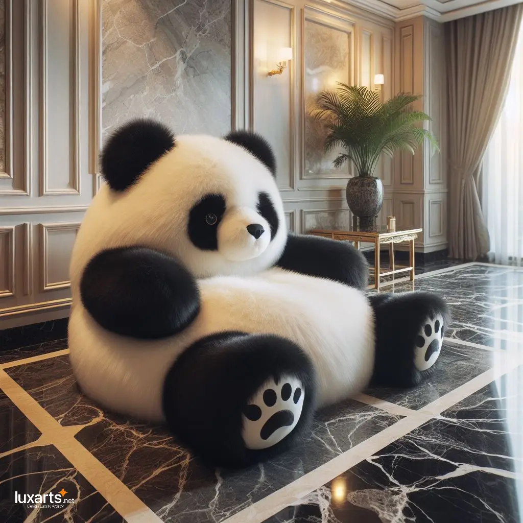 Panda Shaped Fur Lounge Chairs: Cozy Comfort with a Playful Twist luxarts panda shaped fur lounge chairs 2