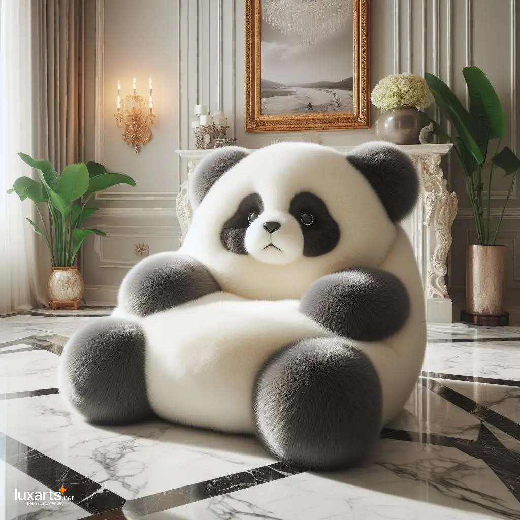 Panda Shaped Fur Lounge Chairs: Cozy Comfort with a Playful Twist luxarts panda shaped fur lounge chairs 3
