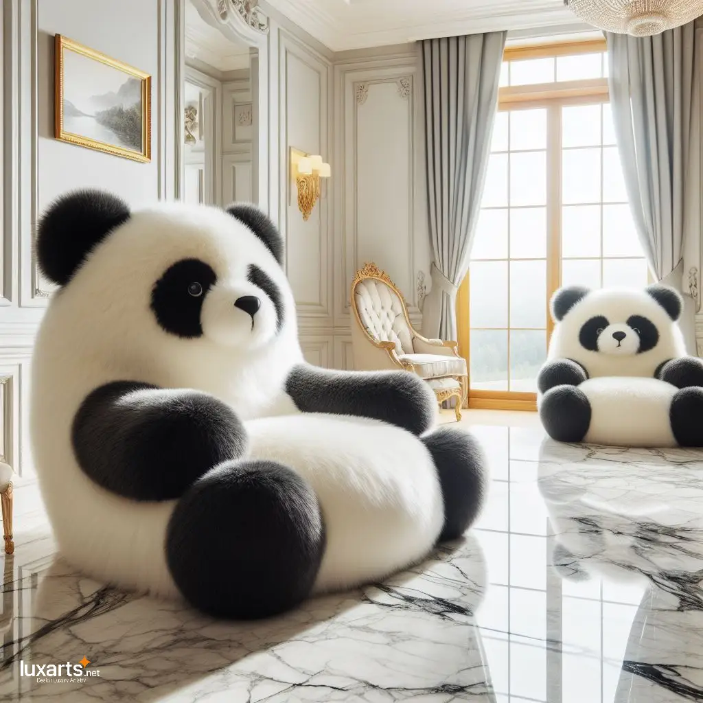 Panda Shaped Fur Lounge Chairs: Cozy Comfort with a Playful Twist luxarts panda shaped fur lounge chairs 4