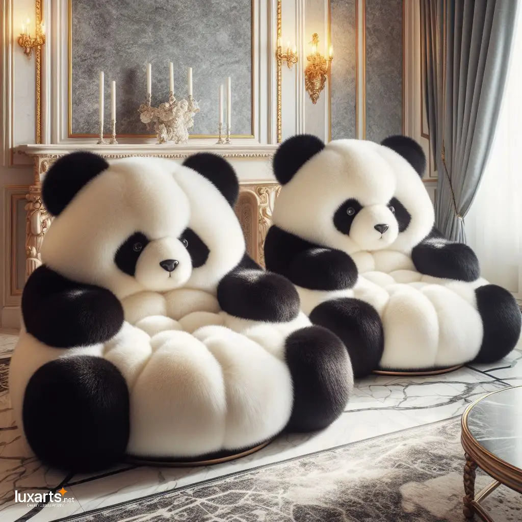 Panda Shaped Fur Lounge Chairs: Cozy Comfort with a Playful Twist luxarts panda shaped fur lounge chairs 5