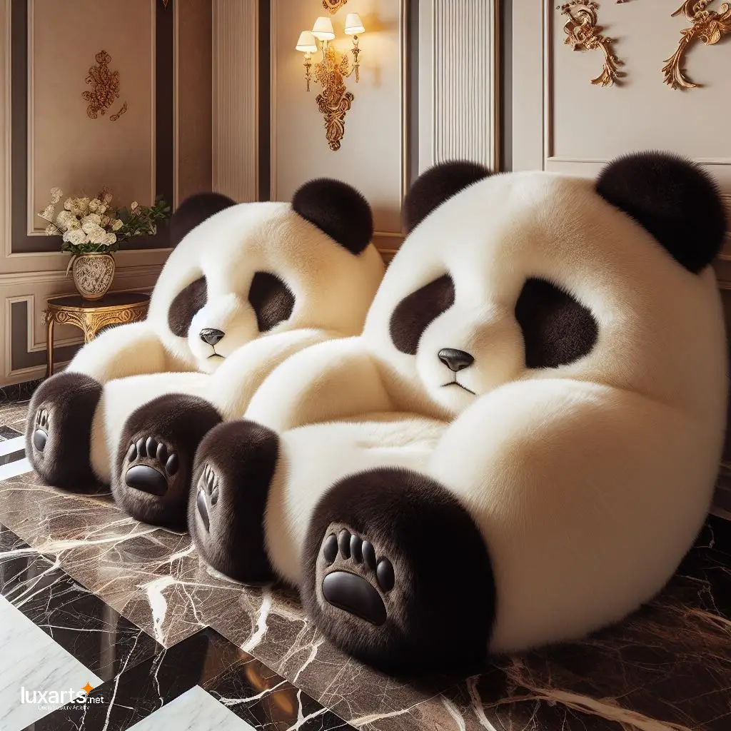 Panda Shaped Fur Lounge Chairs: Cozy Comfort with a Playful Twist luxarts panda shaped fur lounge chairs 6