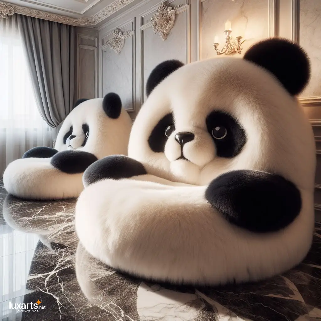 Panda Shaped Fur Lounge Chairs: Cozy Comfort with a Playful Twist luxarts panda shaped fur lounge chairs 8