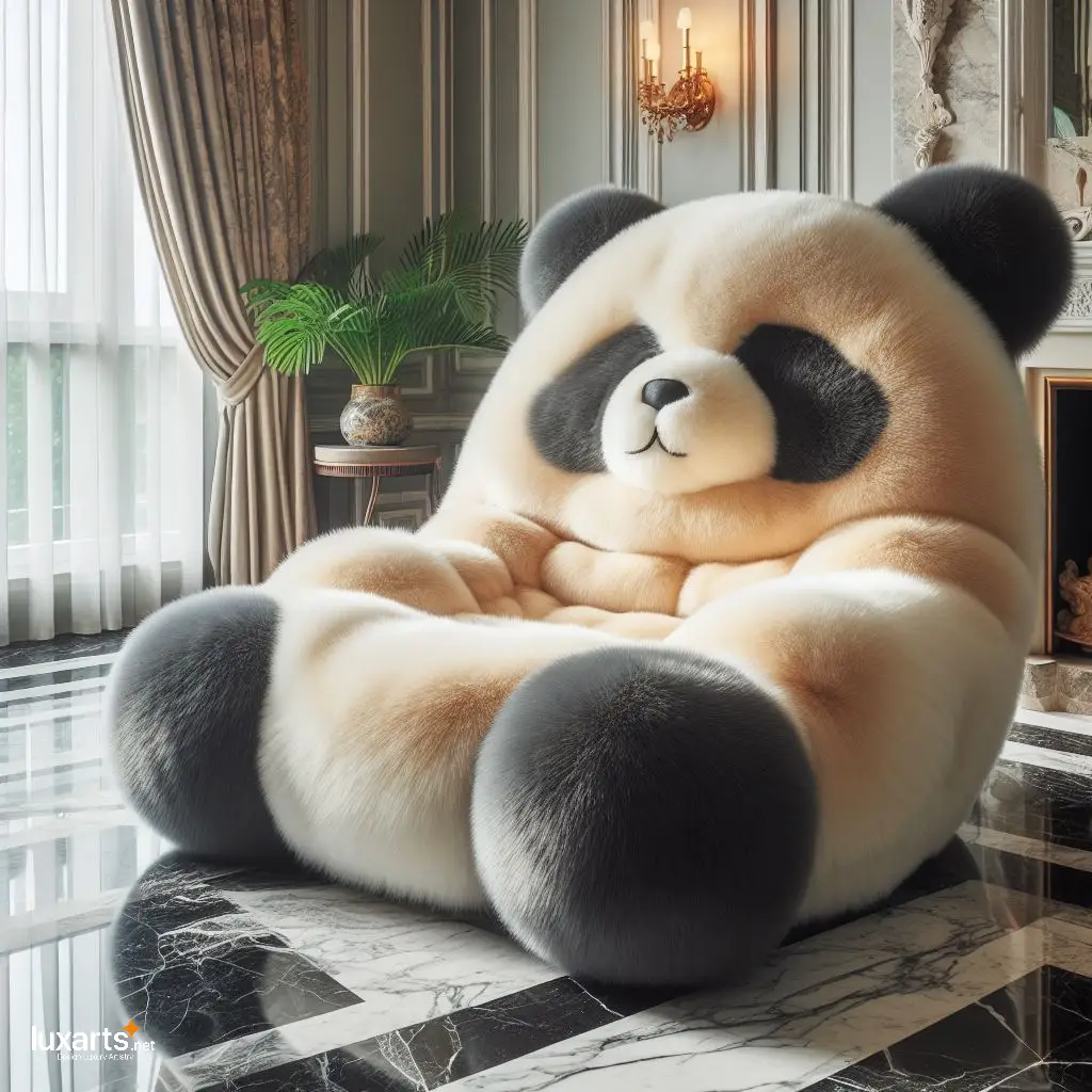Panda Shaped Fur Lounge Chairs: Cozy Comfort with a Playful Twist luxarts panda shaped fur lounge chairs 9