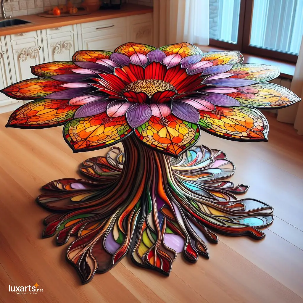 Illuminated Elegance: Stained Glass Dining Table for Timeless Dining Experiences luxarts stained glass dining table 2