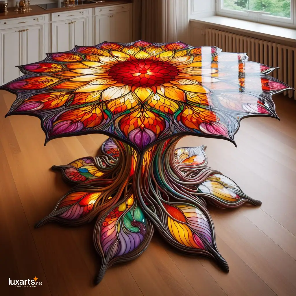 Illuminated Elegance: Stained Glass Dining Table for Timeless Dining Experiences luxarts stained glass dining table 6