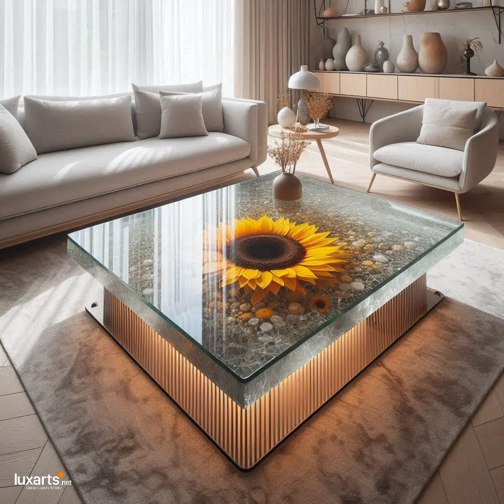 Bask in Sunshine: Sunflower Epoxy Coffee Tables for Radiant Décor luxarts sunflower coffee tables 1