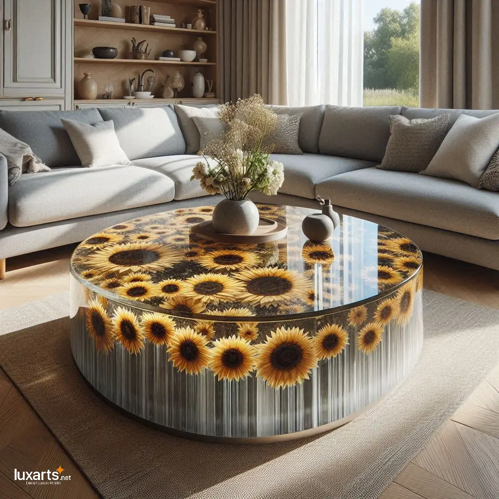 Bask in Sunshine: Sunflower Epoxy Coffee Tables for Radiant Décor luxarts sunflower coffee tables 10