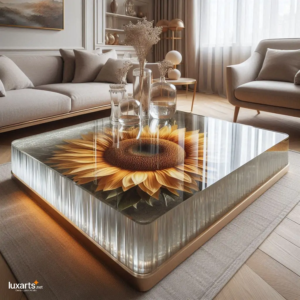 Bask in Sunshine: Sunflower Epoxy Coffee Tables for Radiant Décor luxarts sunflower coffee tables 2