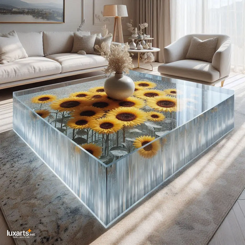 Bask in Sunshine: Sunflower Epoxy Coffee Tables for Radiant Décor luxarts sunflower coffee tables 3