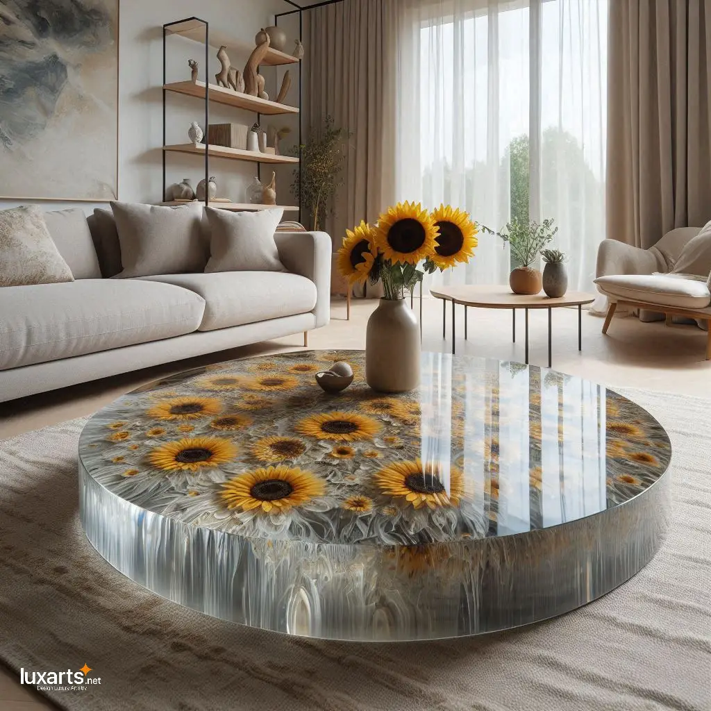 Bask in Sunshine: Sunflower Epoxy Coffee Tables for Radiant Décor luxarts sunflower coffee tables 4
