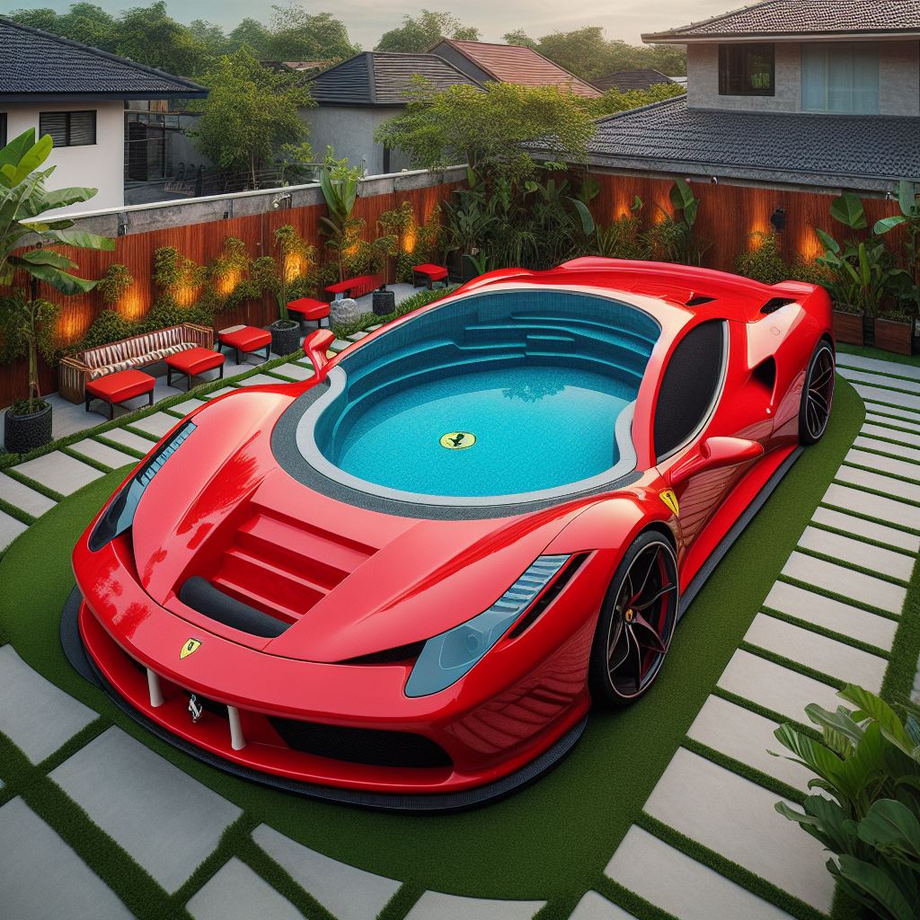 Supercar-Inspired Pool Designs for High-Octane Relaxation luxarts super car pool 4