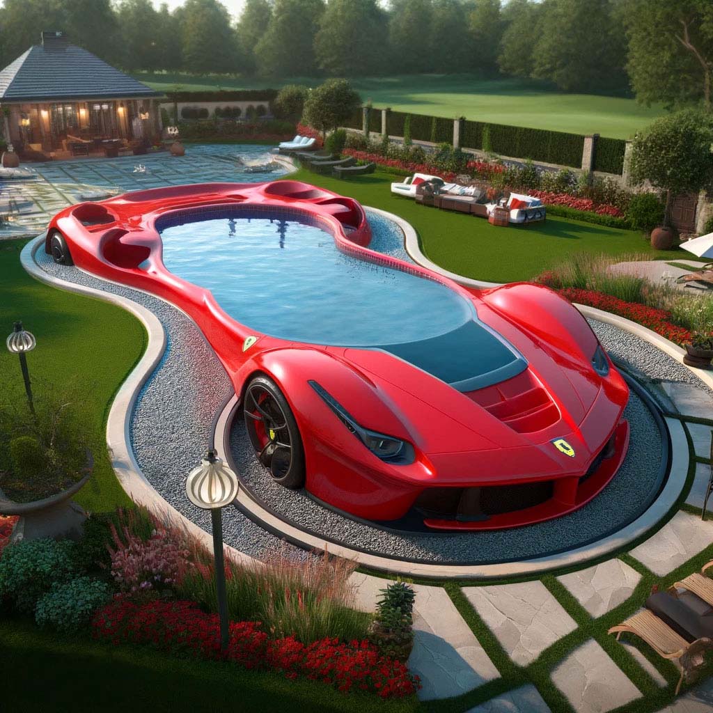 Supercar-Inspired Pool Designs for High-Octane Relaxation luxarts super car pool 9