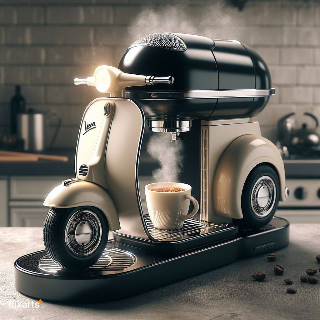 Vespa Shaped Coffee Maker: Riding in Style with Your Morning Brew luxarts vespa coffee maker 1