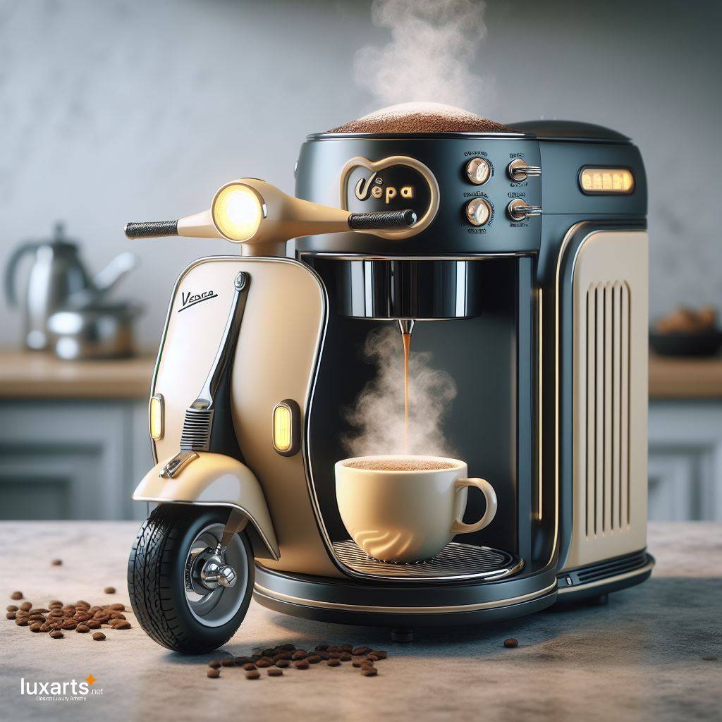 Vespa Shaped Coffee Maker: Riding in Style with Your Morning Brew luxarts vespa coffee maker 3