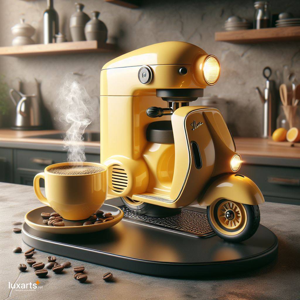 Vespa Shaped Coffee Maker: Riding in Style with Your Morning Brew luxarts vespa coffee maker 8