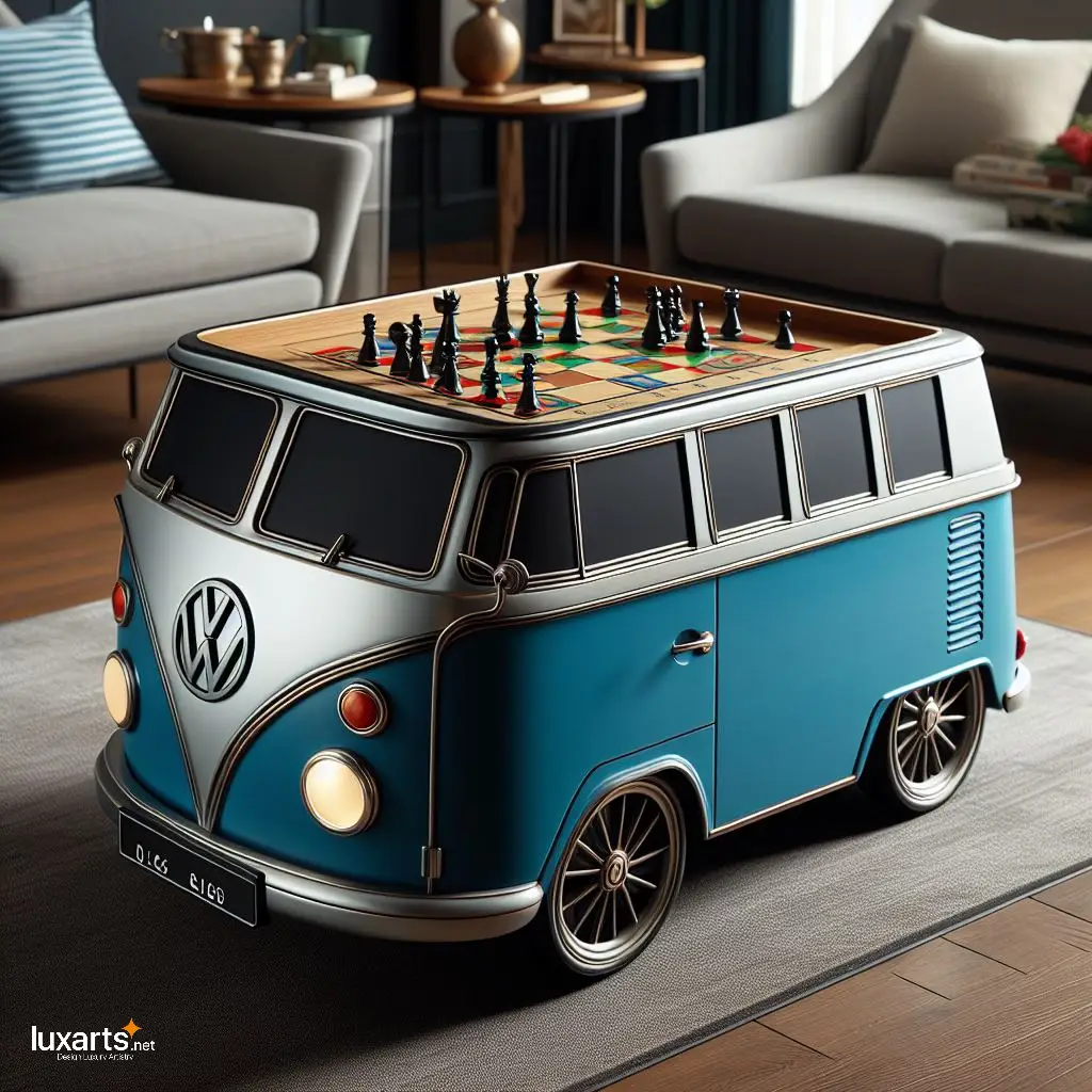Ride into Strategy: Volkswagen Bus Shaped Chess Tables for Classic Gaming luxarts volkswagen bus chess tables 7