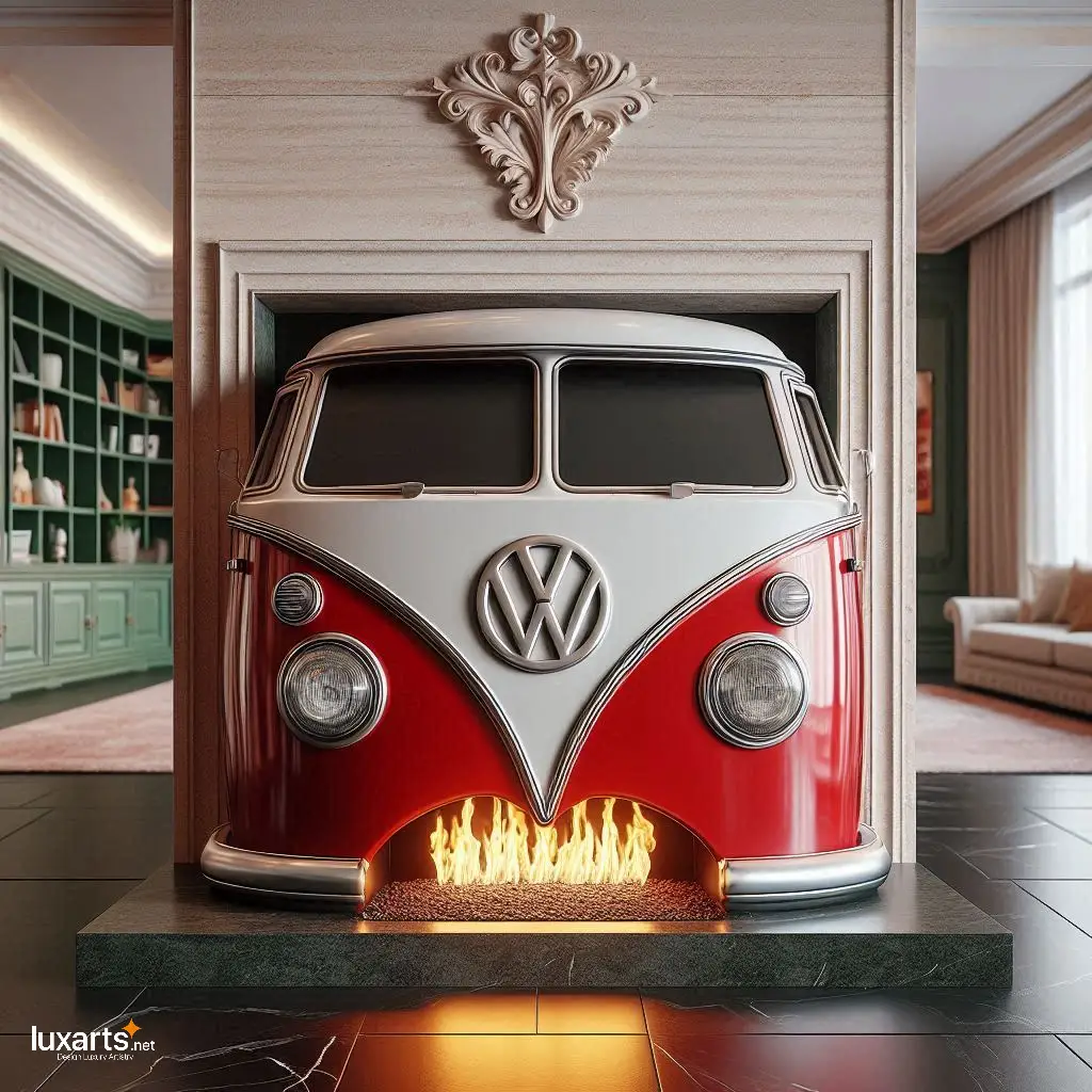Volkswagen Bus Fireplace: Retro Charm for Cozy Living Spaces luxarts volkswagen bus fireplace 1