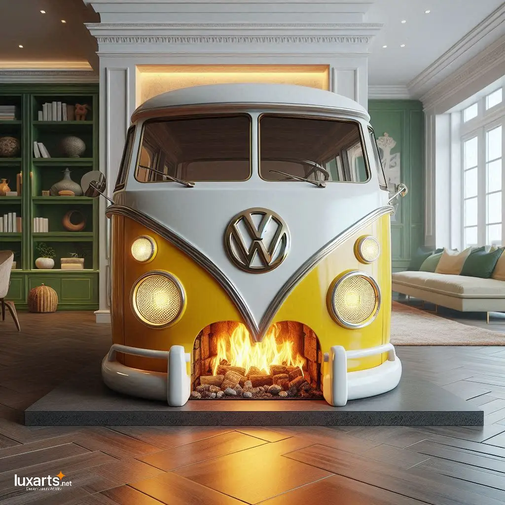 Volkswagen Bus Fireplace: Retro Charm for Cozy Living Spaces luxarts volkswagen bus fireplace 12
