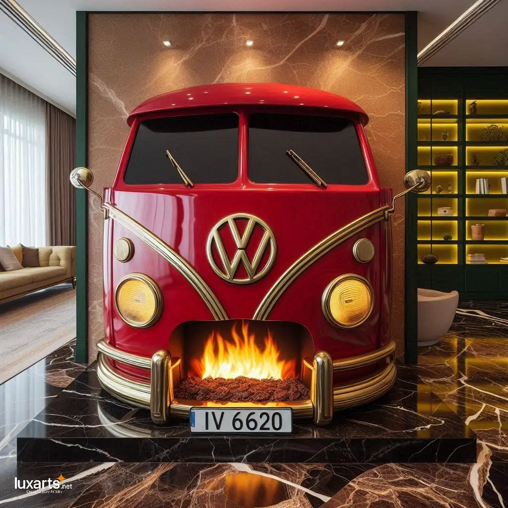 Volkswagen Bus Fireplace: Retro Charm for Cozy Living Spaces luxarts volkswagen bus fireplace 2