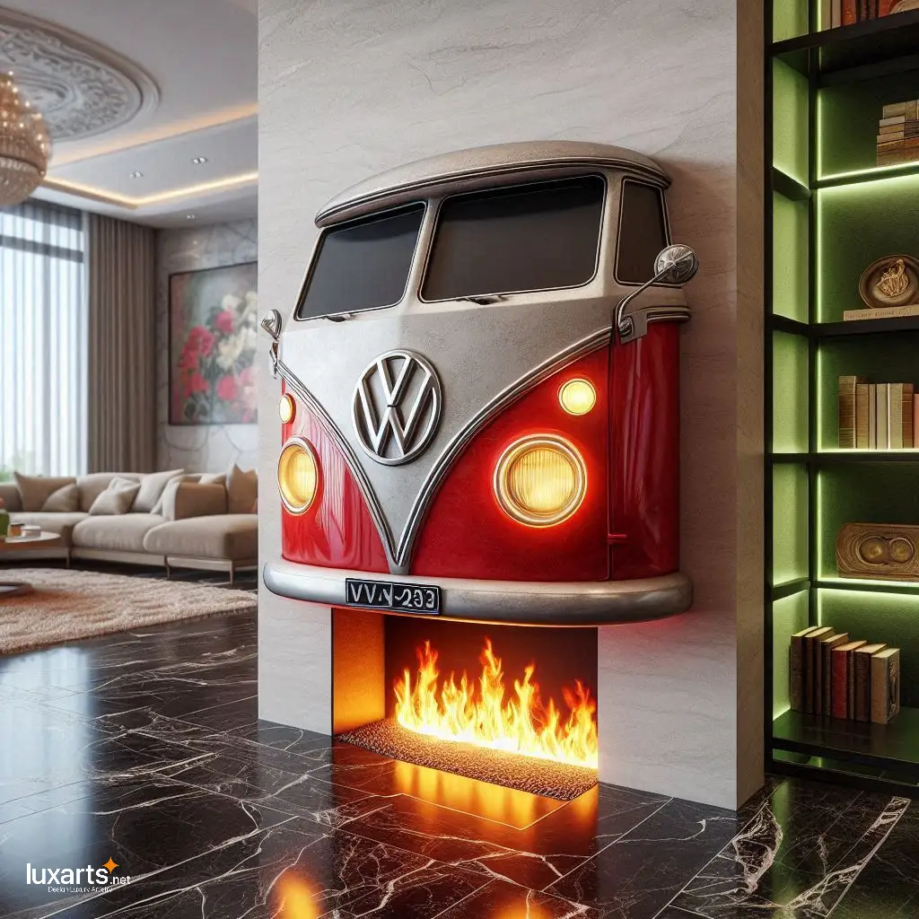 Volkswagen Bus Fireplace: Retro Charm for Cozy Living Spaces luxarts volkswagen bus fireplace 3