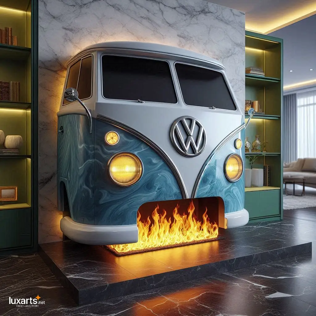 Volkswagen Bus Fireplace: Retro Charm for Cozy Living Spaces luxarts volkswagen bus fireplace 7