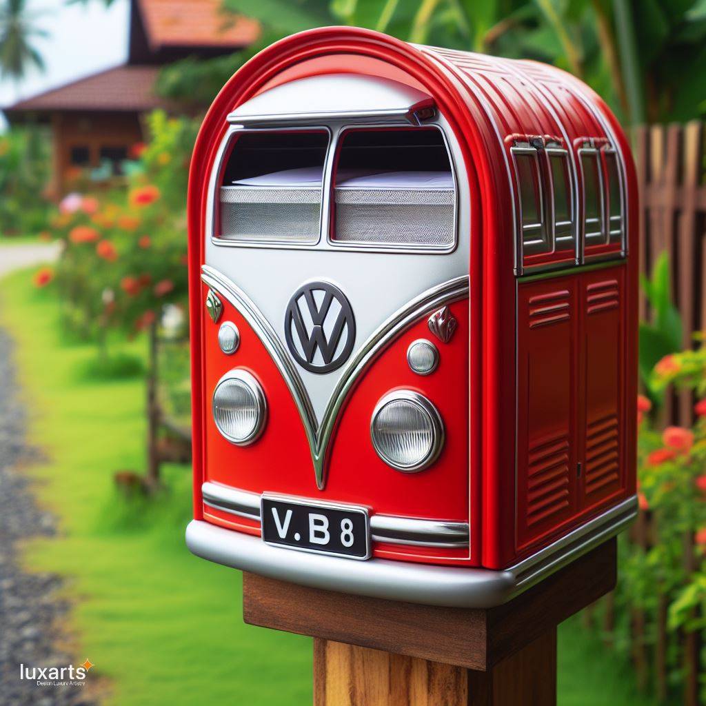 Cruise Into Nostalgia: The Volkswagen Bus Shaped Mailbox luxarts volkswagen bus post mounted mailbox 1