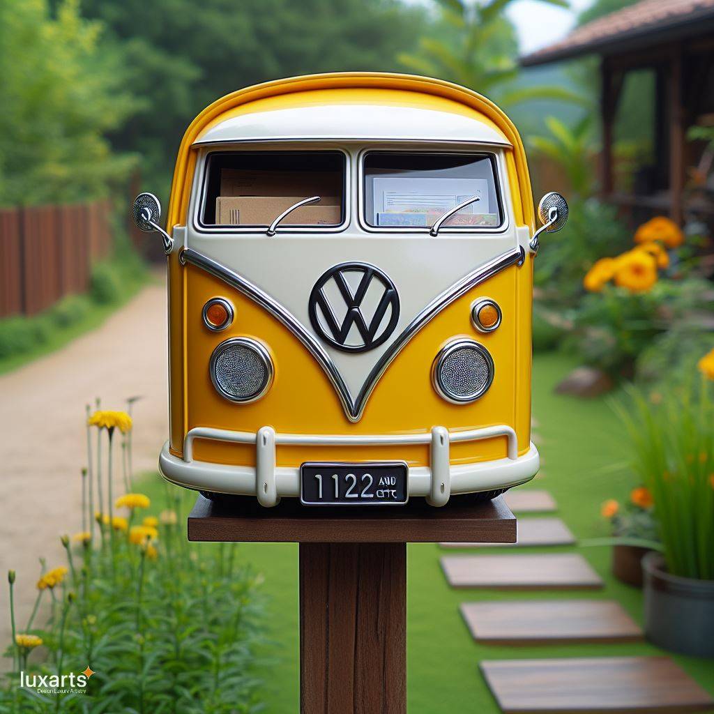 Cruise Into Nostalgia: The Volkswagen Bus Shaped Mailbox luxarts volkswagen bus post mounted mailbox 3