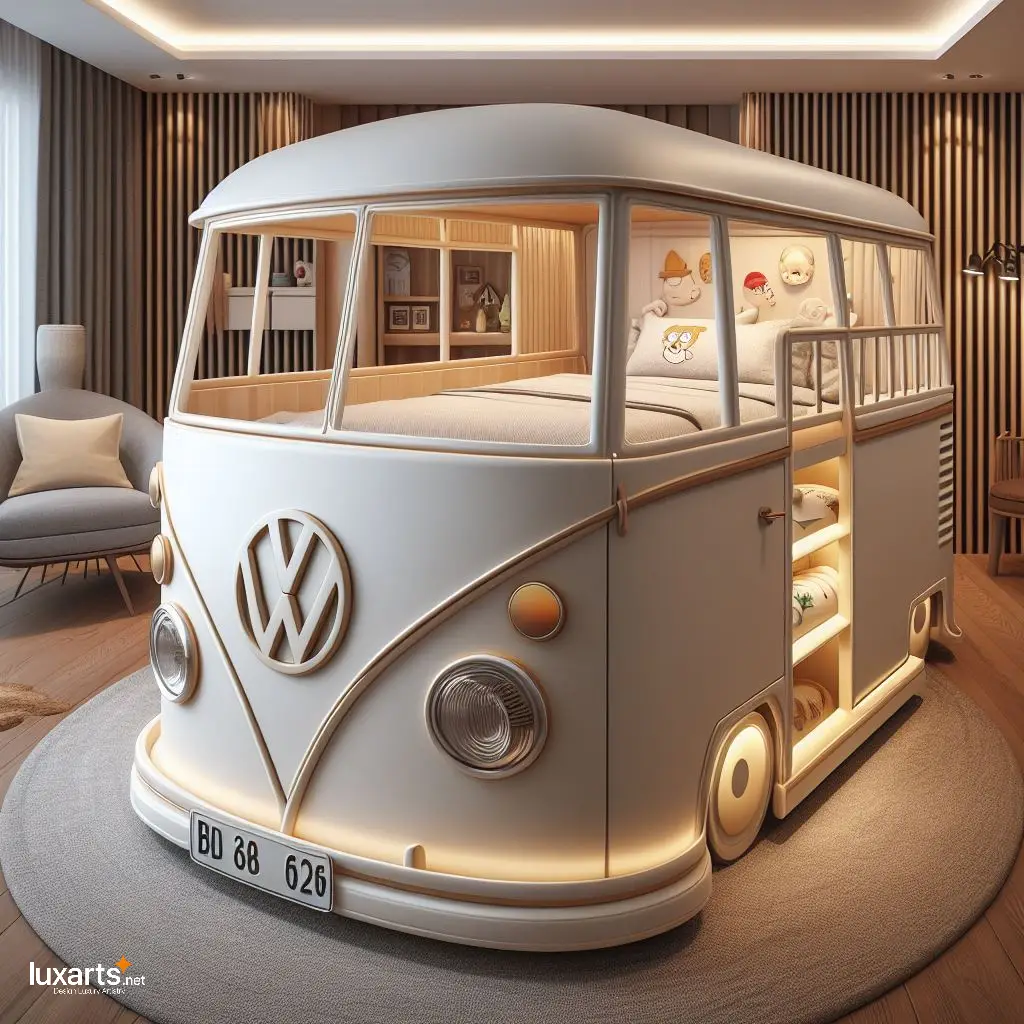 Ride into Dreams: Volkswagen Bus Kid Bunk Bed for Retro Adventure! luxarts volkswagen bus shaped kid bunk bed 2