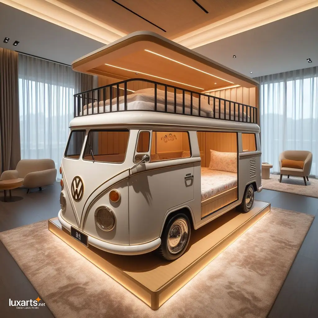Ride into Dreams: Volkswagen Bus Kid Bunk Bed for Retro Adventure! luxarts volkswagen bus shaped kid bunk bed 6