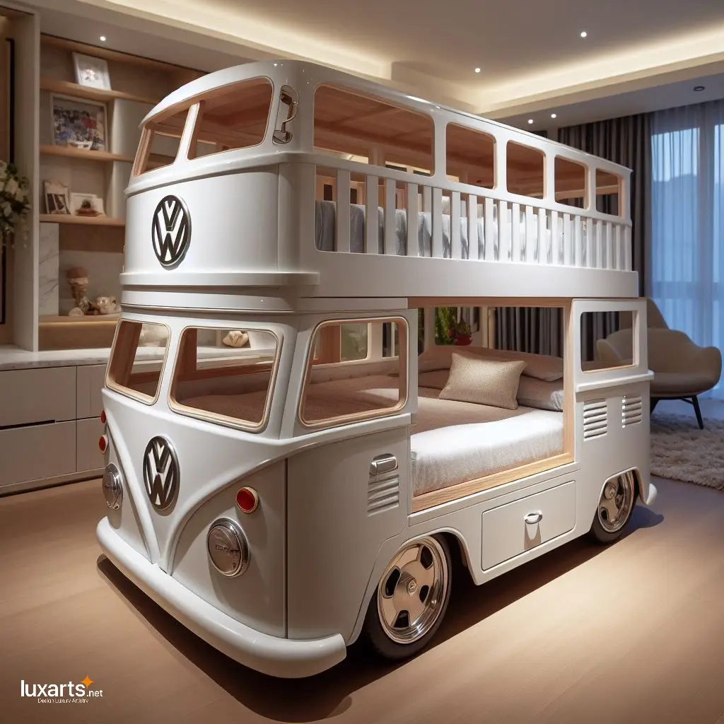 Ride into Dreams: Volkswagen Bus Kid Bunk Bed for Retro Adventure! luxarts volkswagen bus shaped kid bunk bed 9