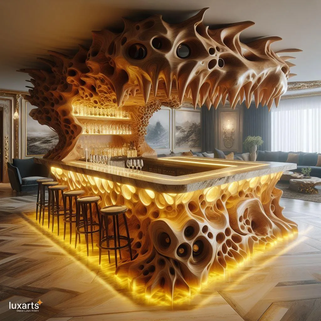 Roar of Elegance: Natural Wood and Epoxy Lion Shaped Kitchen Island Bar luxarts wood epoxy lion kitchen bar 2 jpg