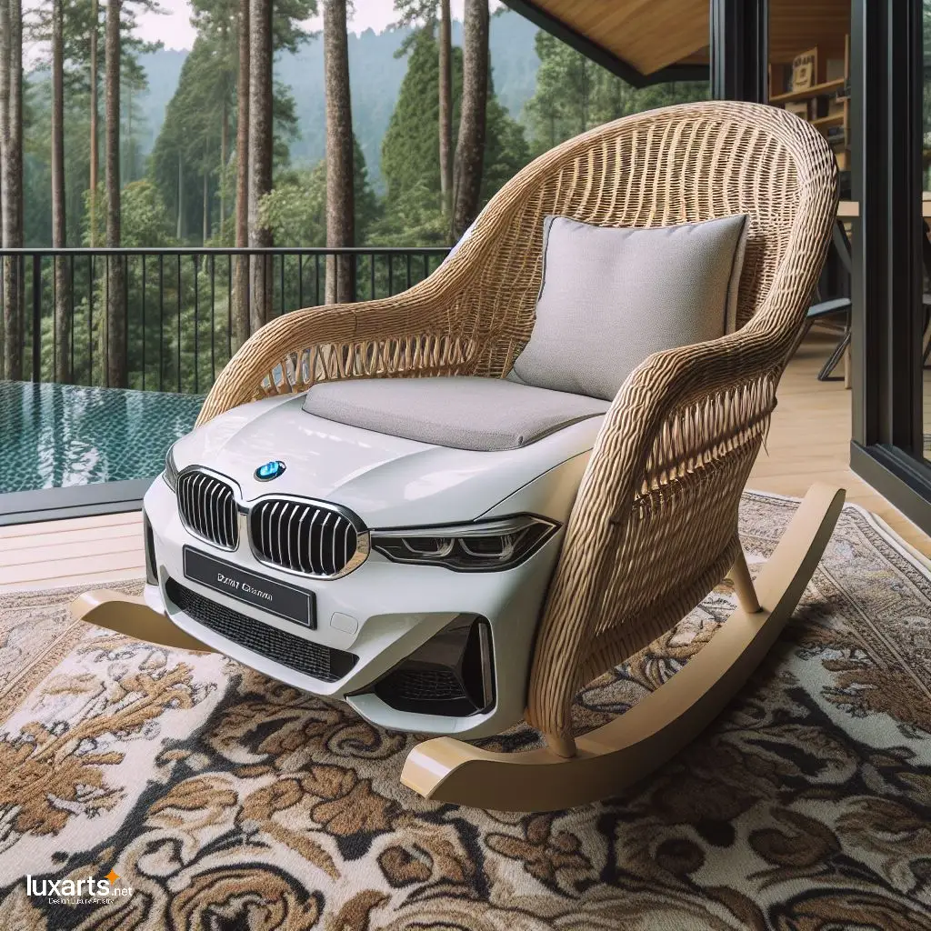 Handcrafted Luxury: Indulge in a BMW Car-Shaped Wicker Rocking Chair bmw car wicker rocking chair 1