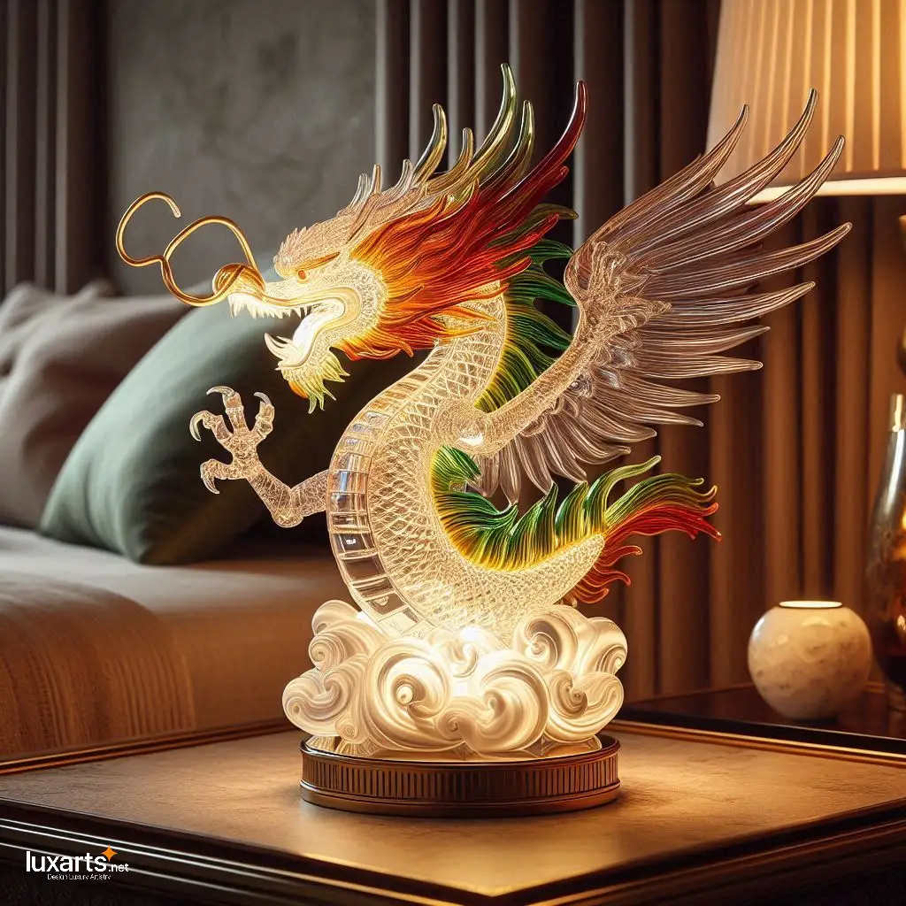 Dragon Glass Bedside Lamp: Illuminate Your Nights with Mythical Charm glass dragon bedside lamp 2
