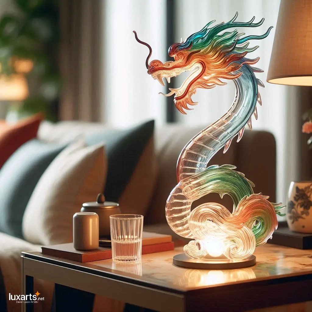 Dragon Glass Bedside Lamp: Illuminate Your Nights with Mythical Charm glass dragon bedside lamp 4