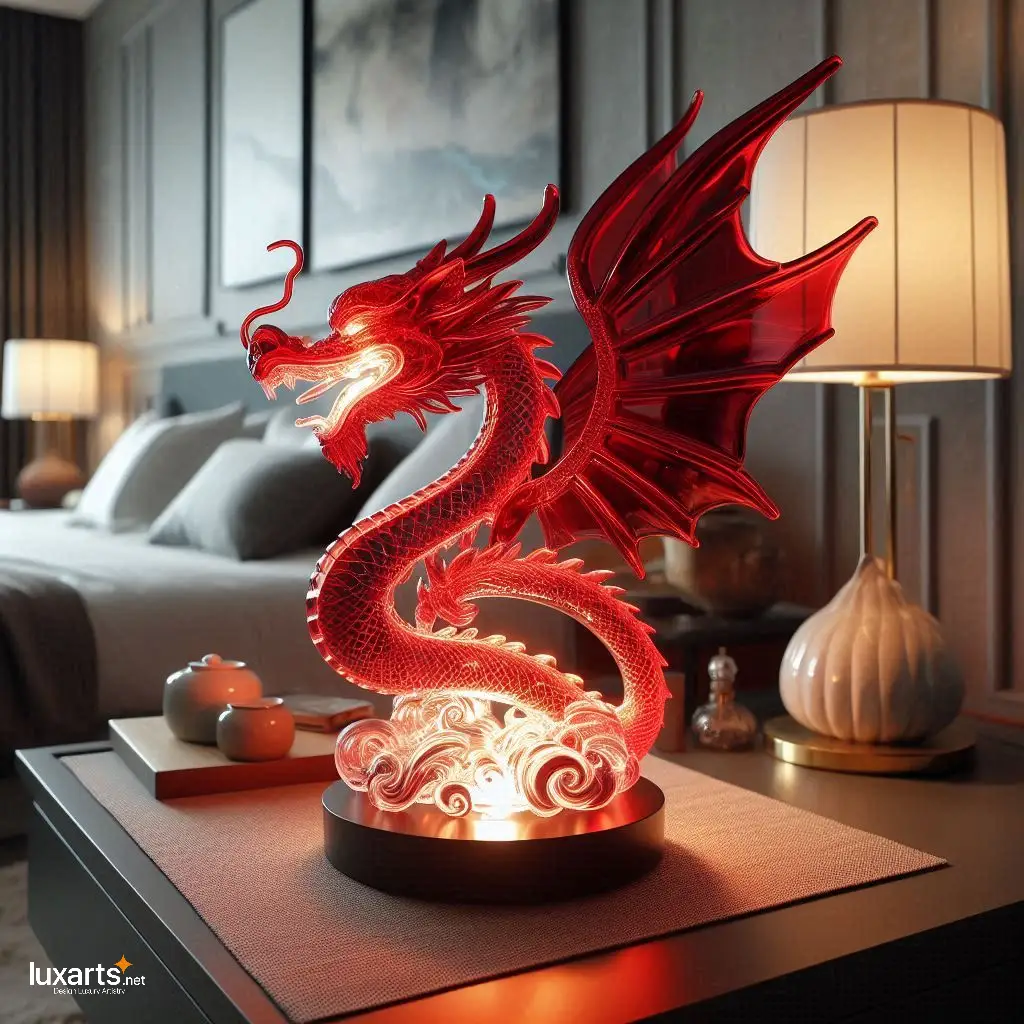 Dragon Glass Bedside Lamp: Illuminate Your Nights with Mythical Charm glass dragon bedside lamp 9