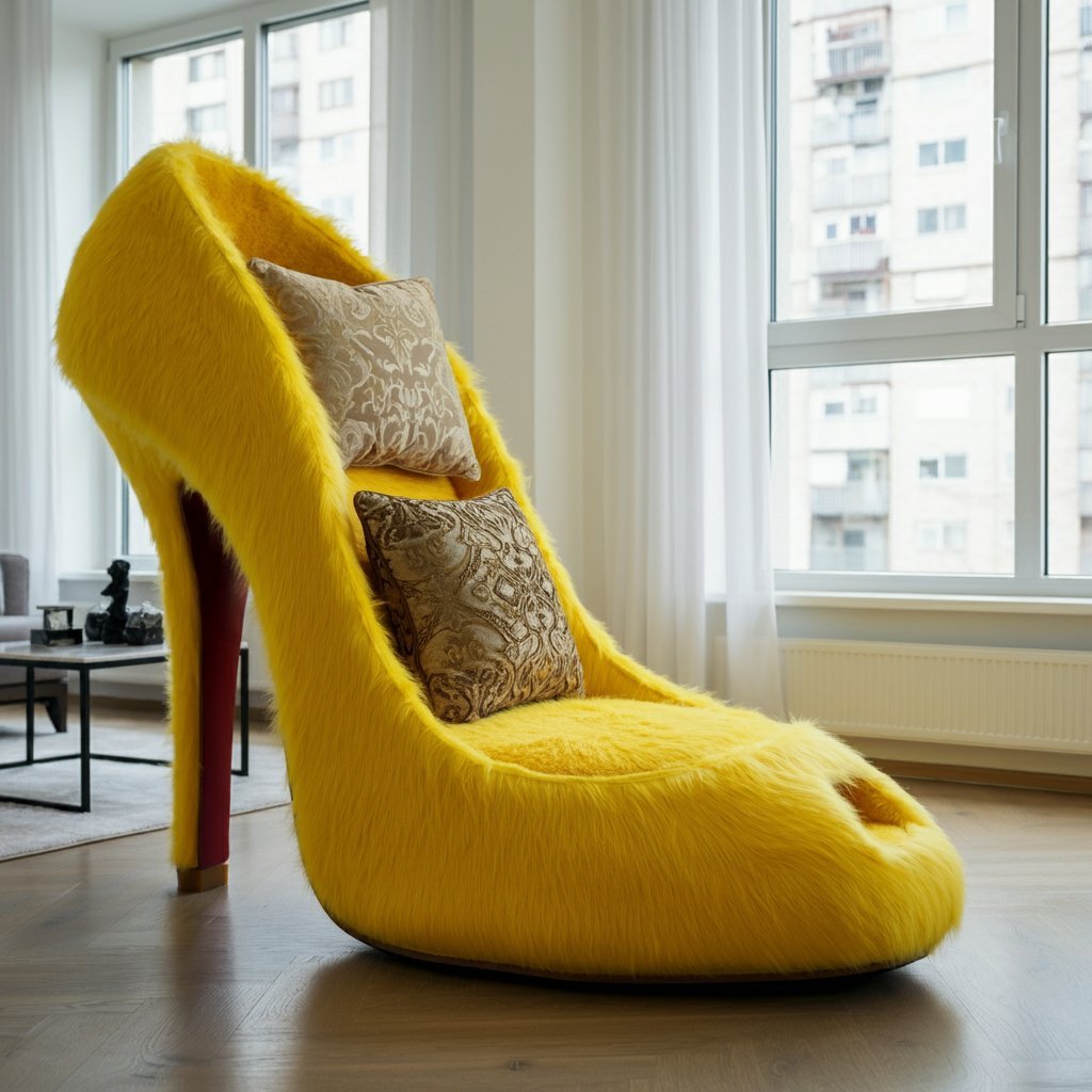 High Heel Shaped Chair: Step into Glamour with Chic Seating image fx a creatively designed chair that resembles a 11