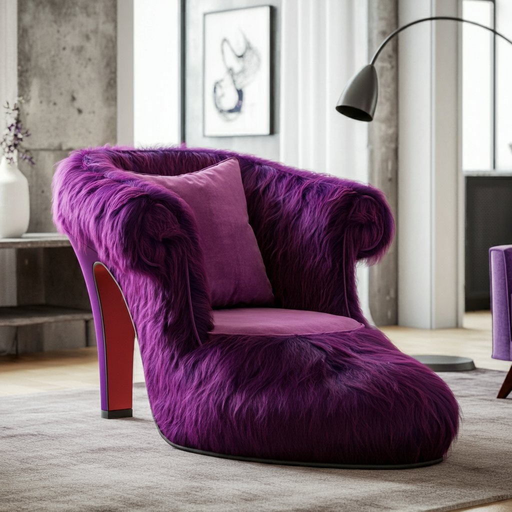 High Heel Shaped Chair: Step into Glamour with Chic Seating image fx a creatively designed chair that resembles a 2