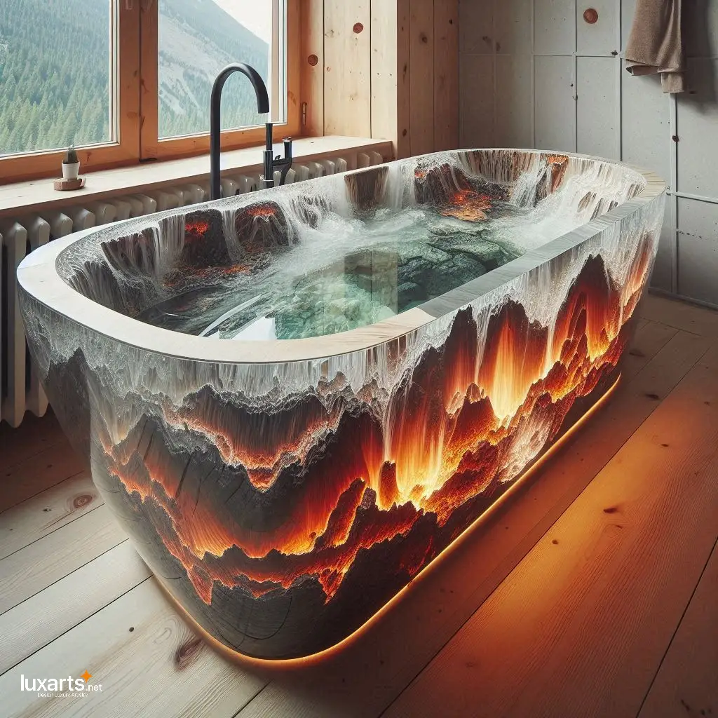 Volcanic Epoxy Bathtub: Luxurious Soaking Inspired by Nature's Fury luxarts volcanic epoxy bathtub 3