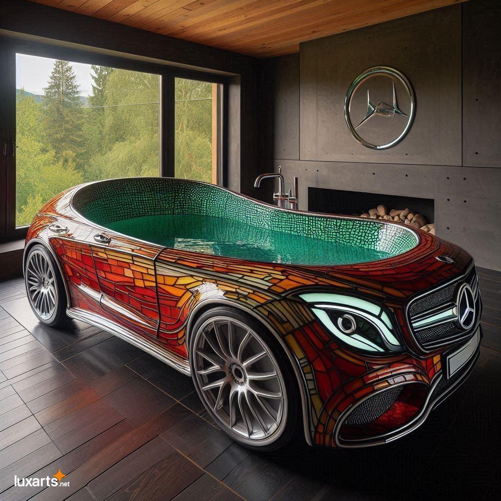 Bathe in Luxury: Immerse Yourself in a Mercedes Car-Shaped Stained Glass Bathtub mercedes car shaped stained glass bathtub 1